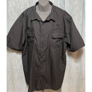 Red Ape 5X Mens Black On Black Logo Button Down epaulets Embroidered Logo